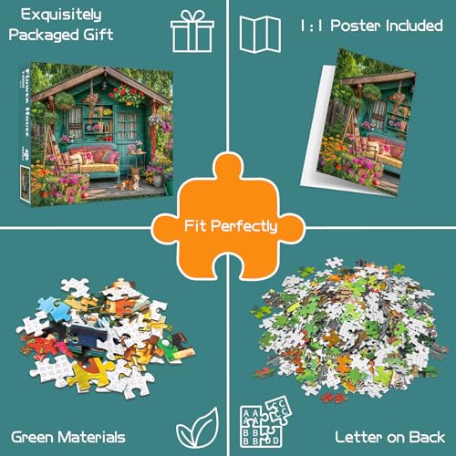 image for TangMosaic 1000 Piece Puzzle for Adults, Flower House Jigsaw Puzzle, F