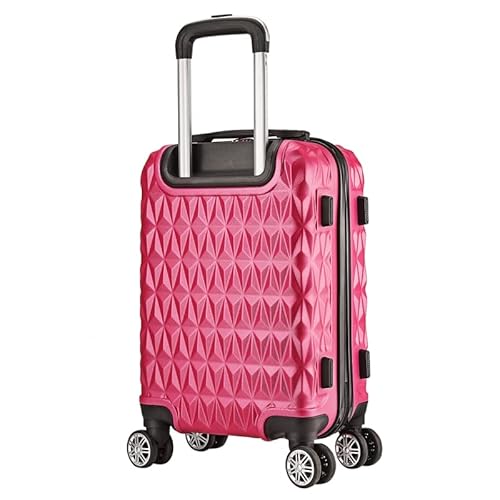 Mala de Bordo Viagem Pequena ABS - (55 x 35 x 22cm) C/ 4 Rodinhas 360º - (Regulamentação ANAC) Rosa