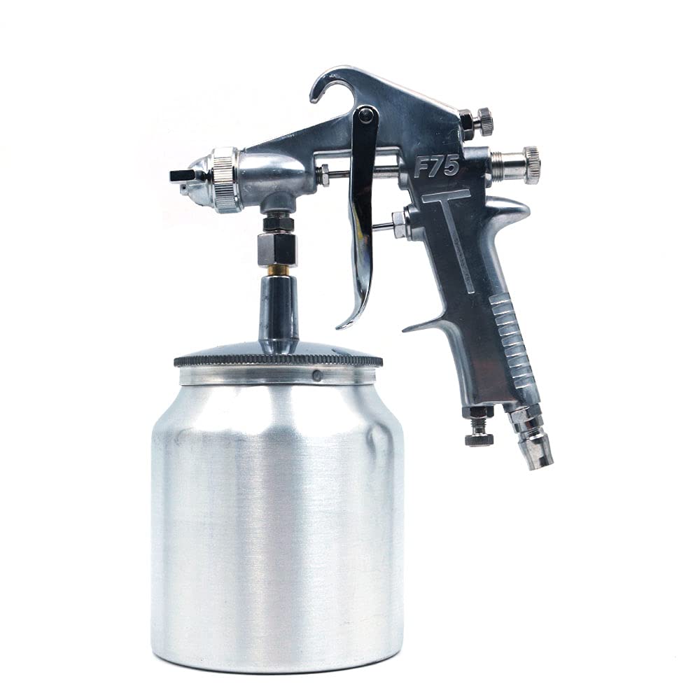 F-75G HVLP Pistolet pulvérisateur de peinture par gravité, avec tasse en aluminium d'une capacité de 400 cc, buse de 1,5 mm 600 ml