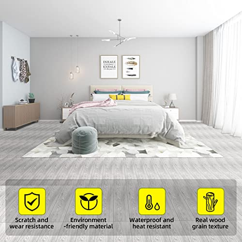 Moleney 16-Pack 24 Sq.ft, Peel And Stick Floor Tile Vinyl Wood Flooring, 6''X36'' Waterproof And Flame Retardant Self-Adhesive Wood Grain Planks(Light Grey) #TOP2