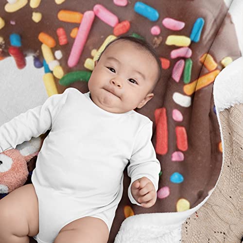 Realistic Donut Blanket, Large 71" Blanket Lightweight And Soft Flannel Novelty Decorative Blanket, Cozy Fleece, Perfectly Round Fuzzy Throws Blanket For Adult And Kids (Donut&Coffee) #TOP2