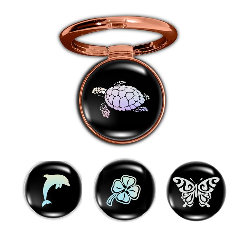 Image of 4-in-1 Metallic Mobile Back Ring Holder | Strong Grip for Phone & Back Cover | 4 3D Logo Magnets | 360 Adjustable Stand