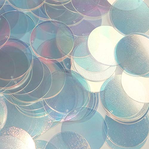 30mm Sequins Round Crystal Ultra Shiny Rainbow Iris Cool Blue Hue Medium Top Hole Made in USA