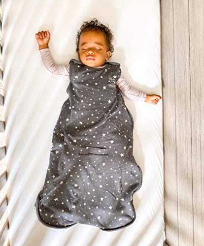 Image of Woolino 4 Season Ultimate Baby Sleep Sack - Merino Wool Baby Sleep Bag, Organic Cotton, Temperature Regulating Wearable Blanket, Adjustable Sleep Sack 2-24 Months, All Season - Star Gray