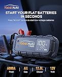 YaberAuto 6000A Jump Starter, PD65W Fast Charging 26800mAh Car Battery Booster Jump Starter (All Gas/12.0L Diesel), Booster Pack for 12V Car Battery with 150W DC Output,800 Lumens Light,3.3" Display