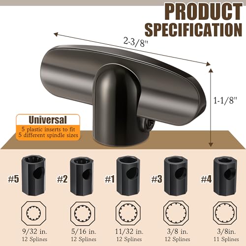 Avenuebool 4 Pack Universal Tee Crank Casement Window Handles, Low Profile Design Prevents Interference with Window Coverings, Crank Replacement Handles, 1-1/8\" x 2-3/8 (Satin Bronze)