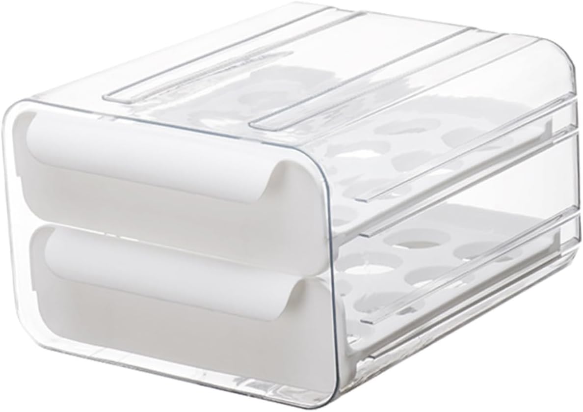 Fridge Organizer Stackable Double Holder for Refrigerator Space Saving Design Deep Slots for Freshness for Kitchen Cabinets and Pantry Storage