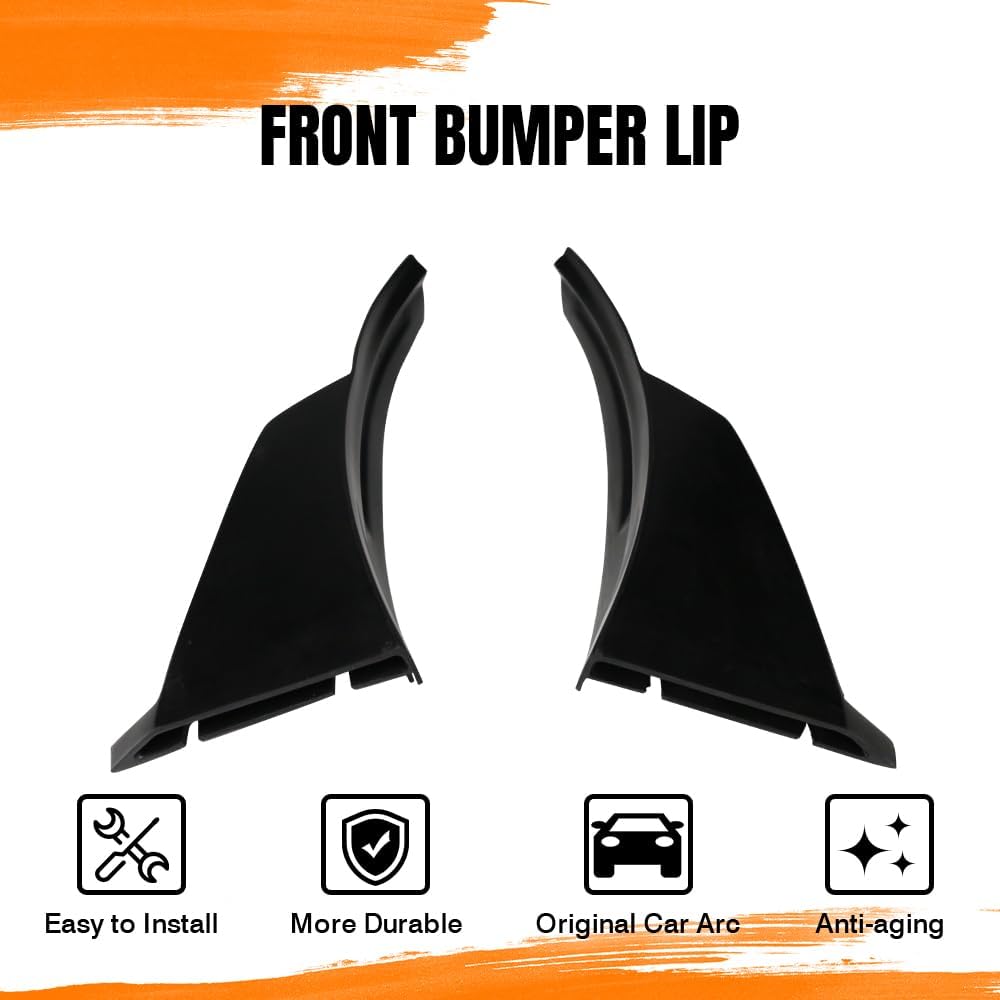 Universal Front Bumper Lip Spoiler for Most Vehicles, PU Black Ikon Style Add-on Front Splitter Air Dam Chin Protector, 2 Pieces