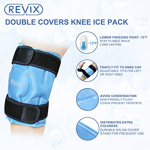 REVIX Ice Pack for Knee Pain Relief, Reusable Gel Ice wrap for Leg Injuries, Swelling, Knee