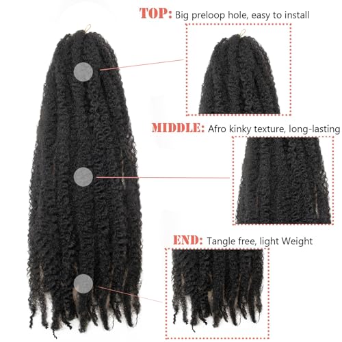 8 Packs Marley Twist Braiding Hair 24 Inches MarleyTwist Hair Long Cuban Twist Hair Marley Afro Kinky Curly Twist Faux Locs Crochet Hair Synthetic Marley Hair Extensions - Image 3