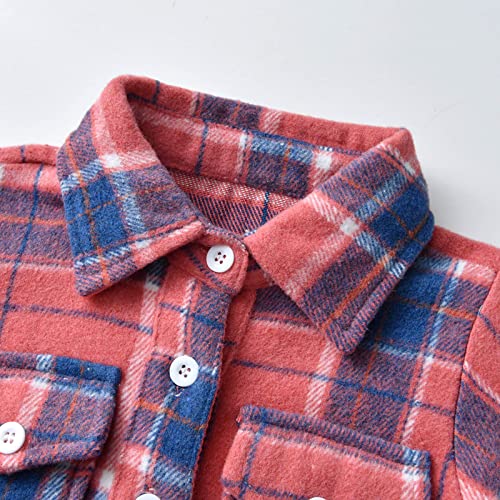 Toddler Boys Girls Shirt Coat Jacket Plaid Long Sleeve Kids Turn Down Collar Button Tops Outwear Toddler Boy Girls' Tops3