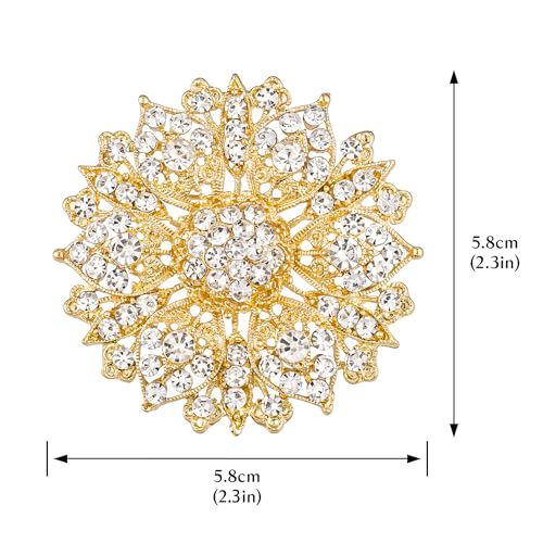 Image of Flower-shape Statement Brooch Pin Crystal Rhinestone Broach for Women