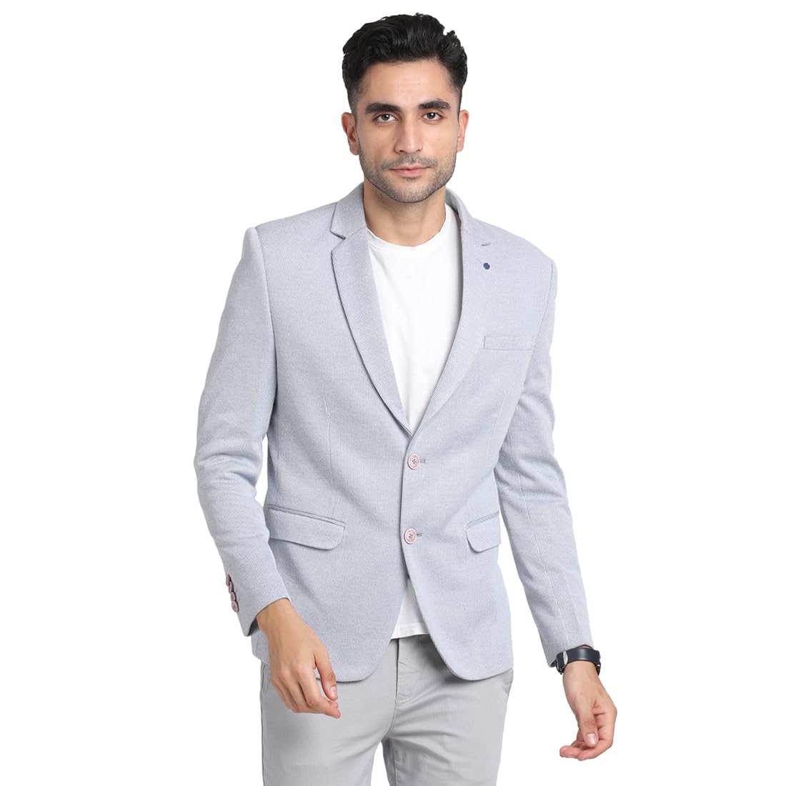 turtle Men Knitted Solid Heather Grey Blazer-picture-40
