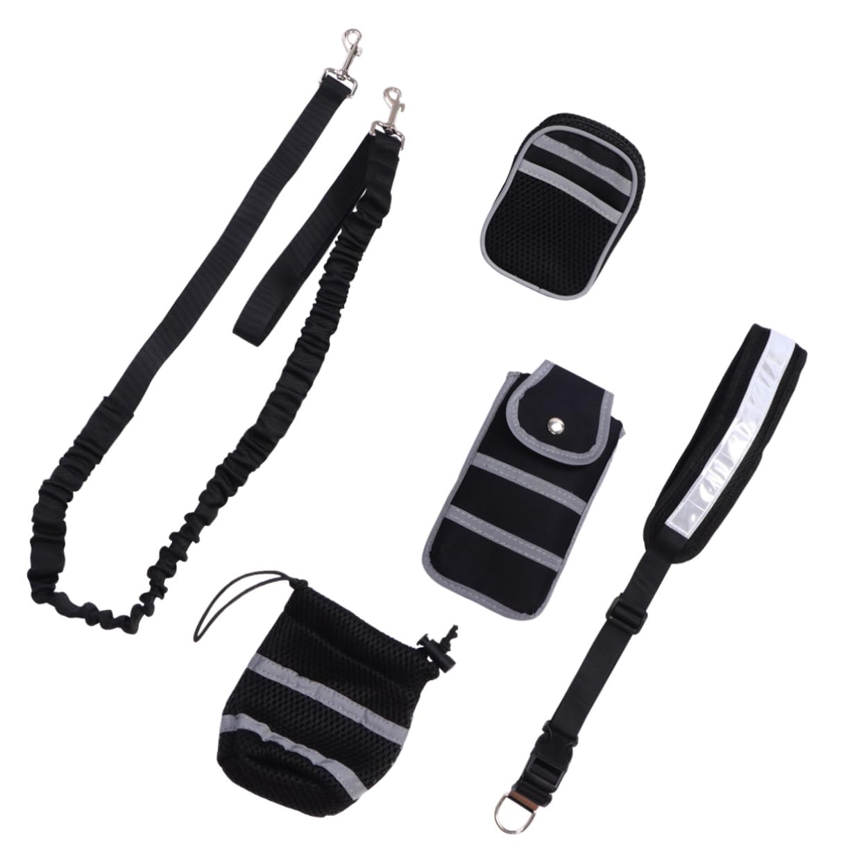WOONEKY 5 Stück-Pack Reflektierende Hundeleine aus Nylon mit Metall Angenehm in Hand zum Spazierengehen und Camping Zufällige Farbe