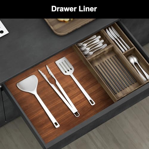 Updated Cooyes Drawer Liner – Durable EVA Shelf Liners for Kitchen Cabinets Non-Adhesive – Non-Slip Shelf Liners for Cabinets – Modern Brown Color – Waterproof Oil Resistant Kitchen Cabinet Liner - Thumbnail 6