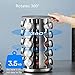 Kylinbigda 360-degree Rotating Glass and Stainless Steel Spice Rack with 20 Jars, Anti-Sprinkling Design, Great Gift