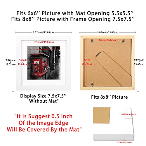 BOJIN 8x8 Fotorahmen ohne Matte, für 15 x 15 cm Fotorahmen mit Matte 8x8 White-4 Pack – Bild 4