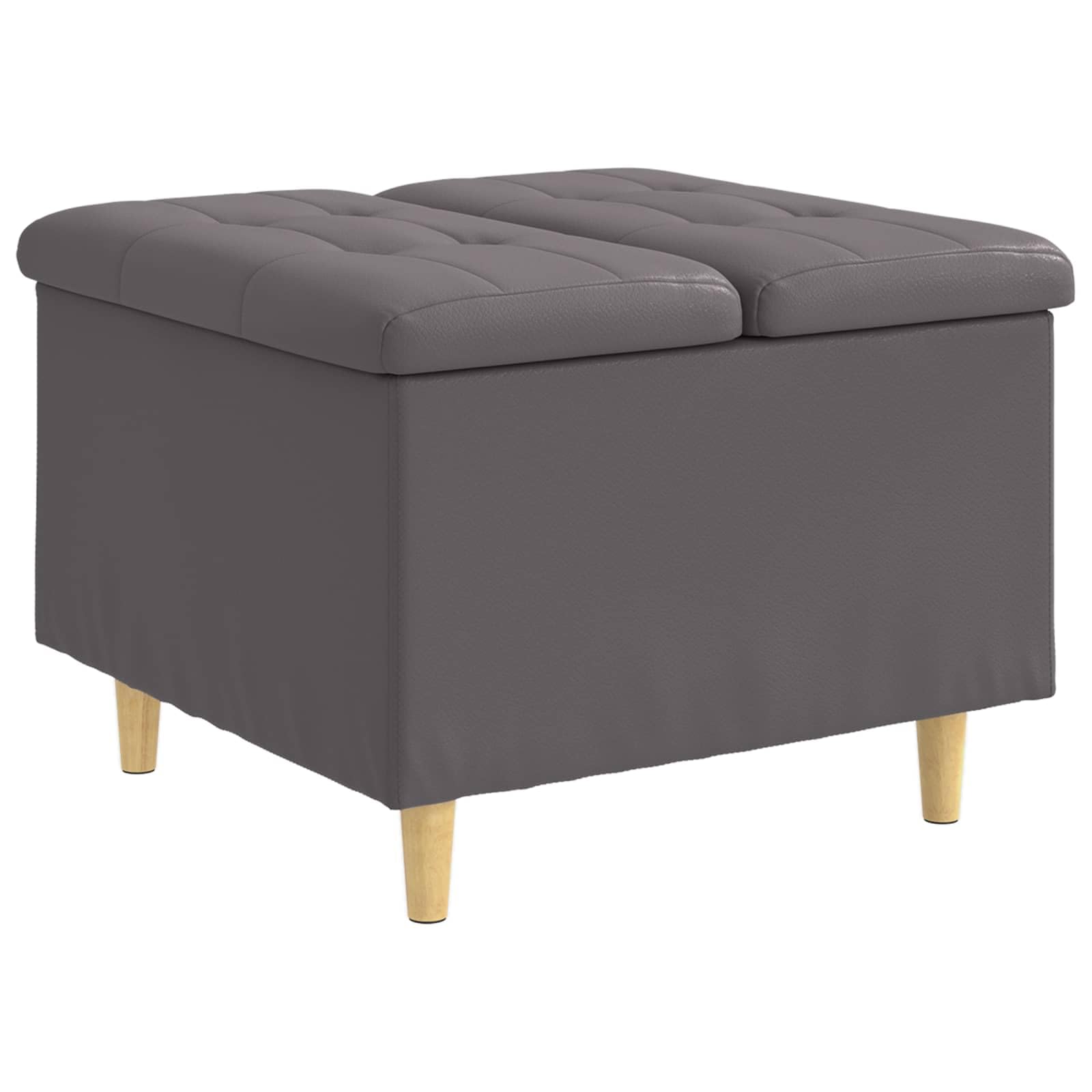 Ottomane en cuir synthétique gris au design moderne et épuré