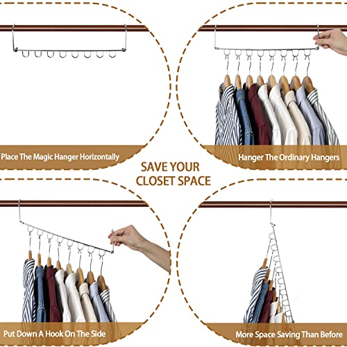 Magic Hangers Space Saving For Closet Organizer 6 Piece Stainless Steel Closet Space Saver Collapsible Hangers 8 Slots Cascading Hangers Upgraded Closet Storage For Heavy Clothes #TOP4