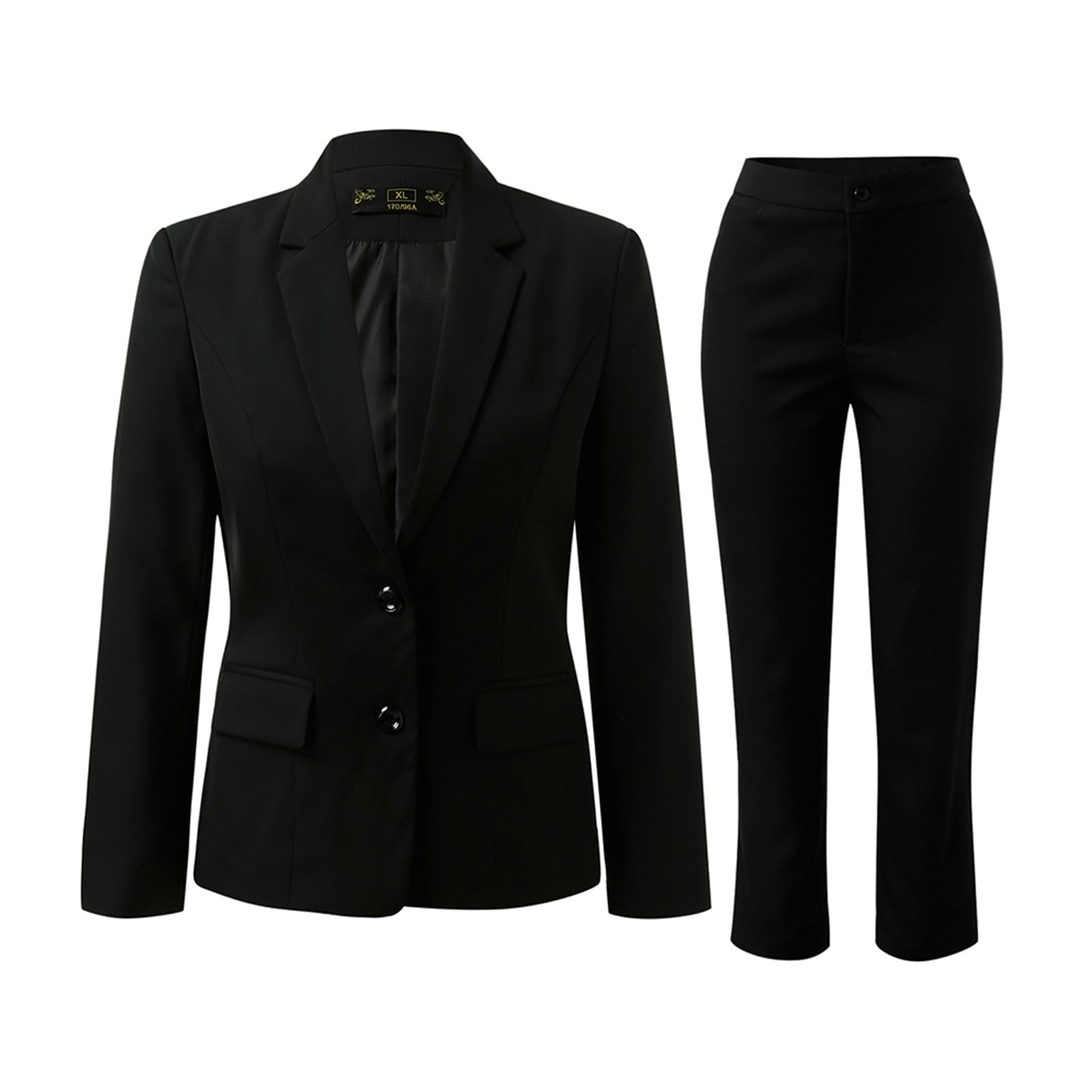 Tuta da donna elegante, 2 pezzi, tinta unita, con pantaloni e blazer, giacca monopetto, pantaloni lunghi, per pendolari, costume da lavoro, abbigliamento professionale