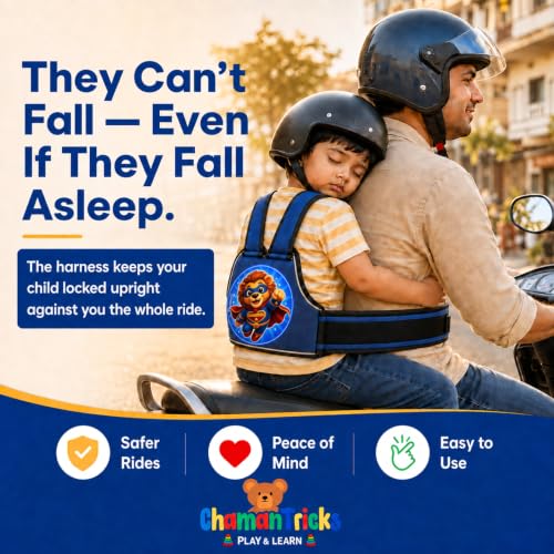 Image of Baby Safety Belt for 2 Wheeler | Adjustable Two Wheeler /Motorcycle Safety Harness Strap Belt for Children for 2 to 6 Year (Super Lion)