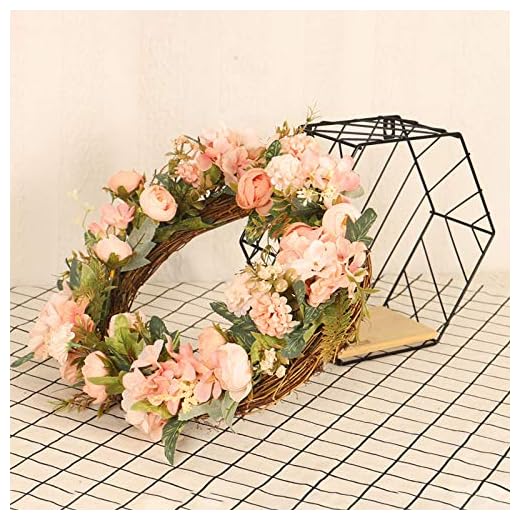 Hunpta @ 40 cm vårdekoration krans kamé dörrkrans konstgjorda blommor väggkrans krans dekoration för ytterdörr vägg dörr hänga öppen spis fönster bröllop alla hjärtans dag dekoration