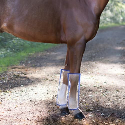 Protectores de patas para caballo de malla transpirable juego de 4 piezas azul para pastoreo 7