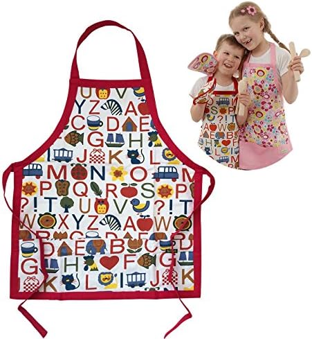 Twinklebelle Cotton Kids Aprons for Cooking, Crafting, Imaginary Play, Fit 3-10 Years(Alphabet)