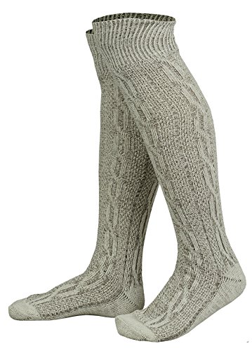 FAIZI FASHION Mens Bavarian Oktoberfest/Causal Lederhosen Socks Pairs White & Brown Mix (L)