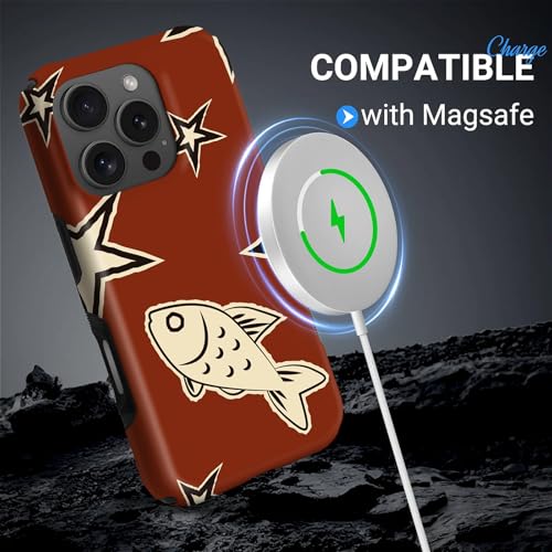 Coque pour iPhone 16 Pro compatible MagSafe antichoc silicone rigide poisson - 5