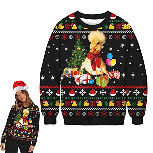 Natal Crewneck Moleton Com Capuz | Roupa casual de pulôveres para clima frio com mangas compridas -