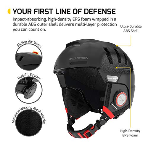 Swagtron Snowtide Bluetooth Ski & Snowboard Helmet with Audio, White, mid-sized (RS1 White)