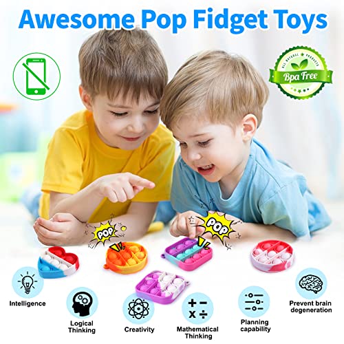 Palmatte 54Pcs Mini Pop Keychain Fidget Toys Bulk Party Favors For Kids 4-8 8-12, Adults Small Toys Keychains Pack Pop Fidget Its Prizes Box Toys For Kids Classroom Desk Sensory Toys Stress Reliever #TOP2