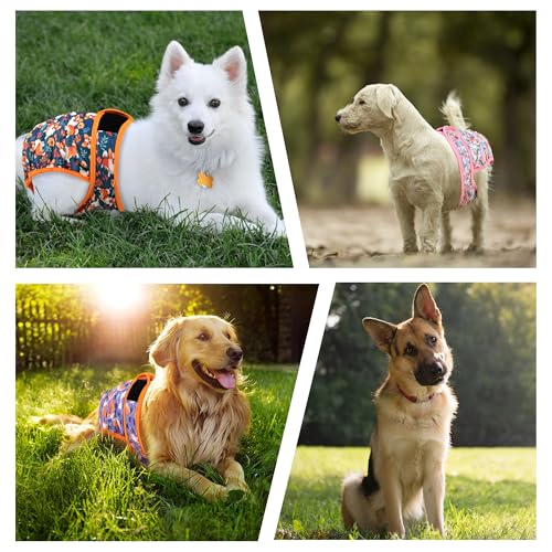 Image of Washable Female Dog Diapers 5 Pack,Reusable Diaper for Doggie,Highly Absorbent Dog Diaper,Adjustable Leakproof Puppy Diapers Skirt for Heat,Incontinence,Period Doggy Nappies