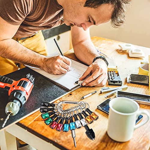 Linkstyle 12Pcs 1/4 Inch Hex Shank Screwdriver Bits Holder Extension Bar Keychain Screw Adapter Drill Fast Change Portable Hand-Held Bit Holder For Electric Screwdrivers And Drill Bit (6 Colors) #TOP3