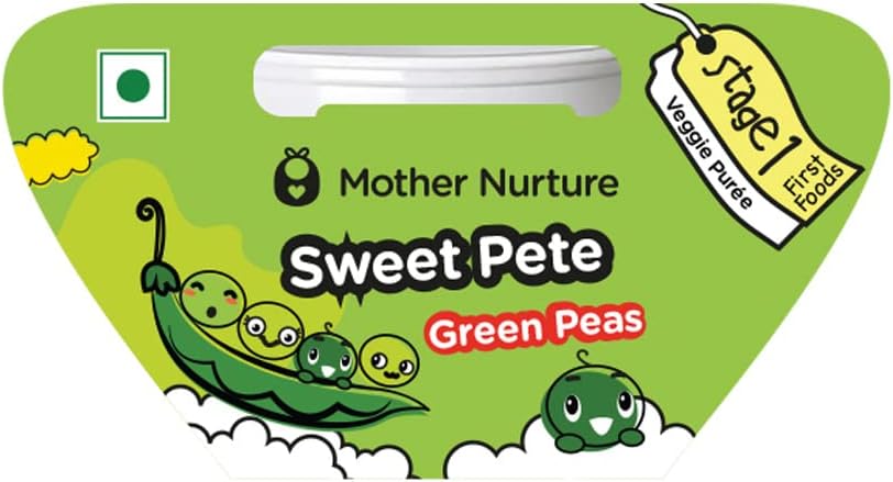 Sweet Pete - Green Peas Puree - Stage 1 - Baby Food (Pack of 2) | Mother Nurture