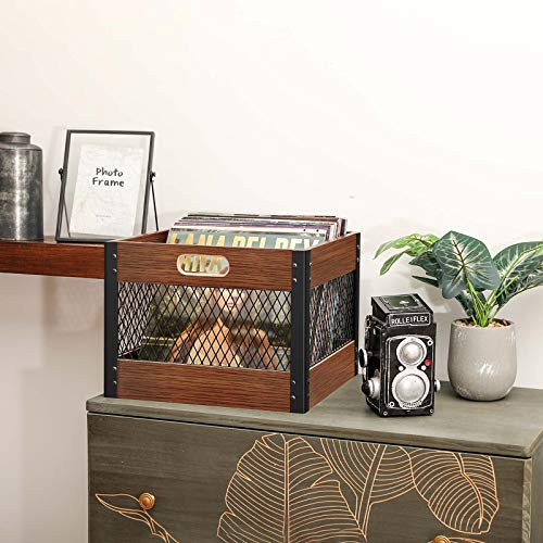 X-Cosrack Vinyl Record Storage Crate, Wooden Lp Record Storage Crate Album Shelf Vinyl Record Storage Cube Record Record Organizer Box #TOP1