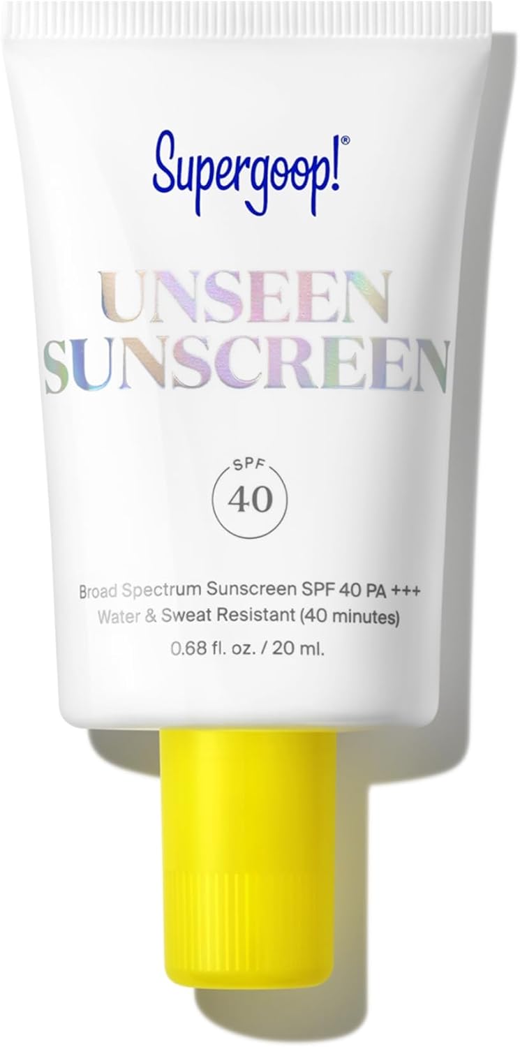 Supergoop! Unseen Sunscreen - SPF 40 - Clear & Invisible Face Sunscreen + Broad Spectrum + Makeup-Gripping Primer - Weightless, Scentless, Oil Free - For All Skin Types & Tones - 0.68 fl oz