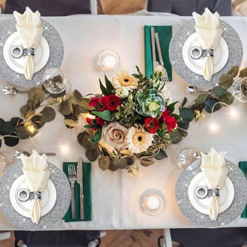 Set de table strass argenté pour éviter les tables ternes lors des fêtes