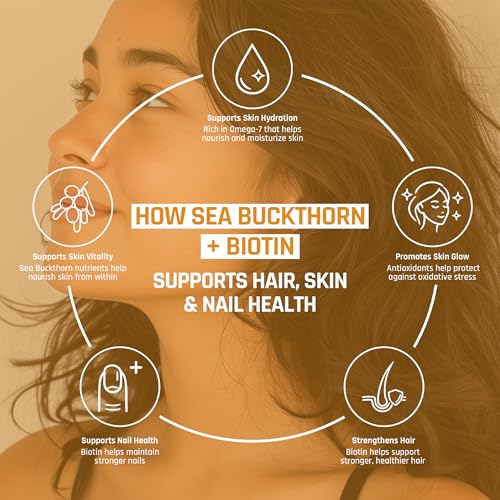 Image of Naturaltein Sea Buckthorn Gummies with Biotin | 30 Gummies | Rich in Vitamin C, A, E & B-Complex | Naturally Occurring Antioxidants, Minerals & Amino Acids | Omega 3, 6, 7 & 9 | 500mg Extract + 40mcg Biotin | Supports Hair, Skin & Nails | No Added Sugar