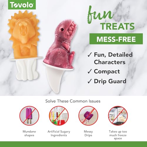 Image of Tovolo Animal Popsicle Molds Zoo Crew Set of 4 Reusable Popsicle Molds with Sticks Bear Lion Monkey Elephant, BPA Free Silicone Pop Maker for Kids, Dishwasher Safe Animal Ice Molds for Frozen Treats