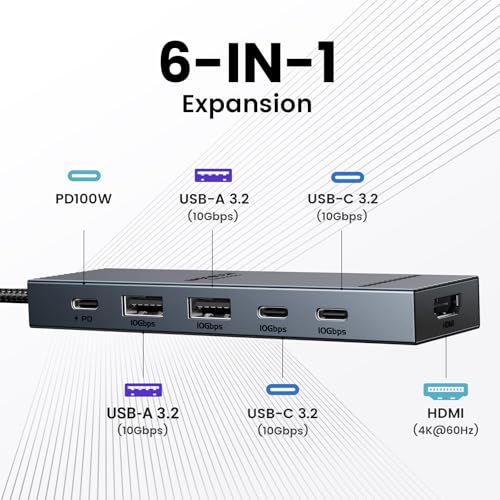 Carcasa SSD UGREEN 10Gbps con Hub USB-C 6 en 1 miniatura 6