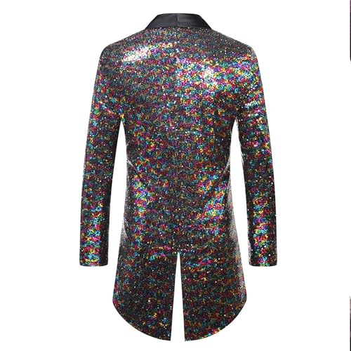 Sequin Suit Jacket for Men's Shawl Lapel One Button Tailcoat Blazer Shiny Sparkly Party Wedding Tuxedo4