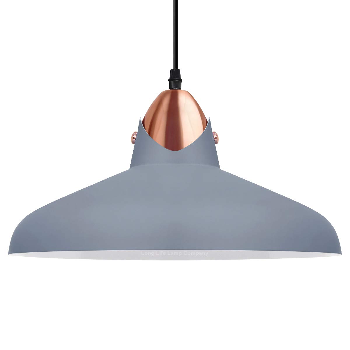 Long Life Lamp Company Modern Dome Metal Ceiling Pendant Light Shade Grey Copper Detailing Hanging Kitchen Island Lights M0210