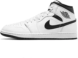 Tênis masculino Air Jordan 1 Mid, Preto/Metálico dourado e branco, 42
