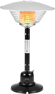 COSTWAY Terrassenheizer für Tischplatte, Gas-Heizstrahler, Tragbarer Tischheizer mit 4000 W Heizleistung, Umkipp- & Überhitzungsschutz, Heizpilz mit beschwertem Sockel für Garten, Terrasse (Schwarz)