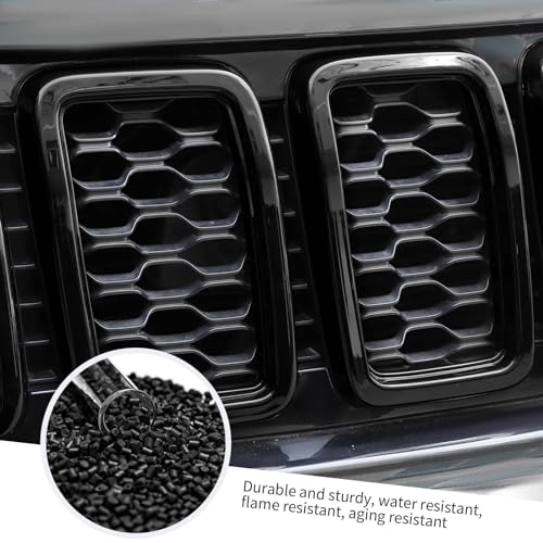 Image of Jimen Compatible with Jeep Grand Cherokee 2017-2020, 7PCS Front Grill Inserts Grille Cover Exterior Trim Accessories (Black)