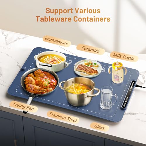 Vinato Warmhalteplatte für Lebensmittel, Tragbare und faltbare Warmhalteplatten, einstellbare Temperaturregelung, Silikon-Warmhalteplatte zum Aufwärmen, Auftauen und Warmhalten von Speisen – Bild 5
