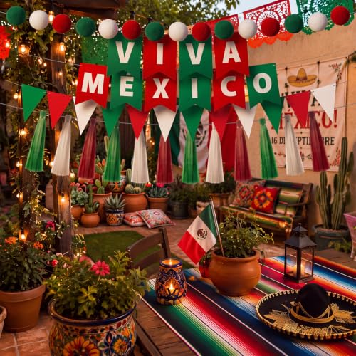 Hahafelt 5 Pcs Mexican Independence Day Decorations Viva Mexico Banner by Hahafelt - Used condition - Image 6