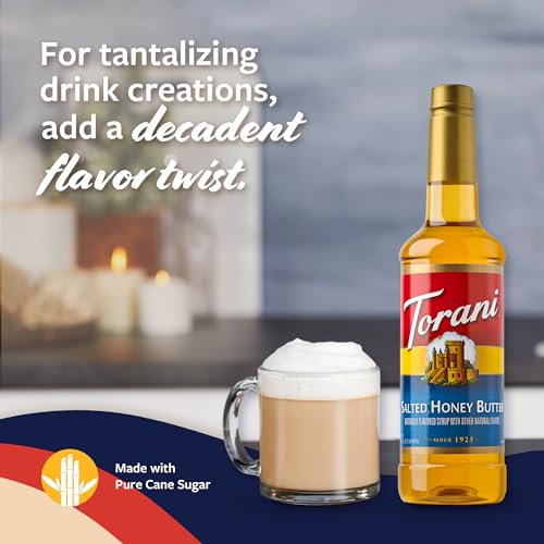Image of Torani Coffee Syrup, Salted Honey Butter Syrup, Flavoring for Drinks and Desserts, Pump Included, 25.4 Fl Oz